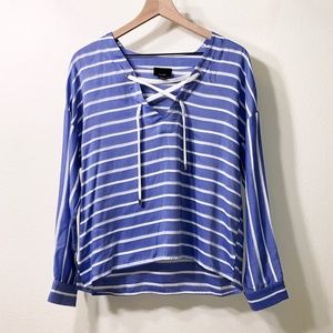 Lumiere (NWOT) Blue White Stripes Blouse Shirt